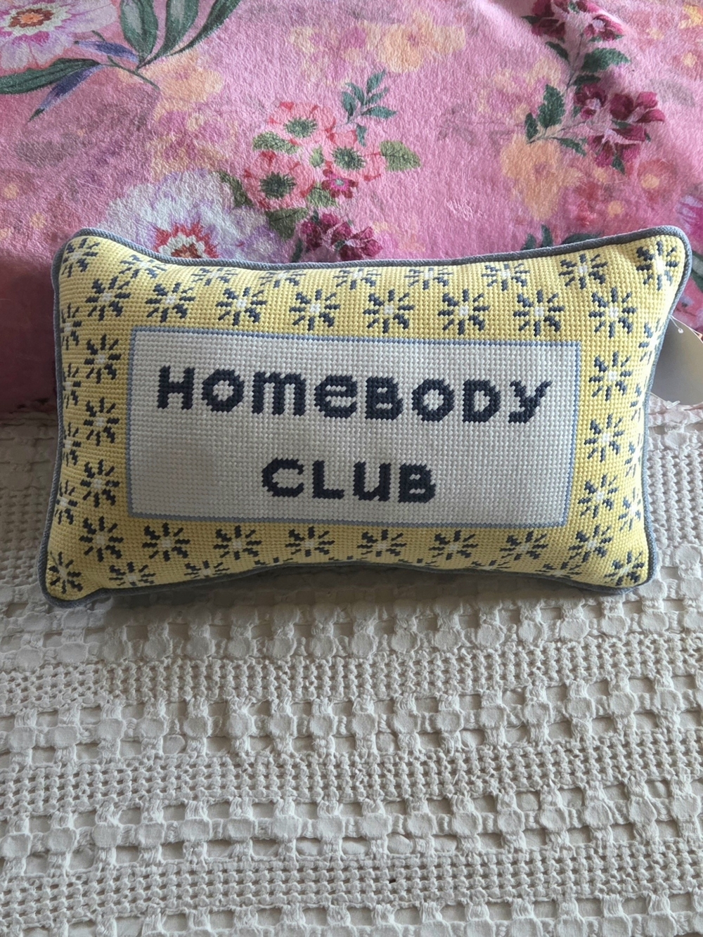 Rachel Zoe Homebody Club Multicolor Needlepoint Stitch Decorative PIllow